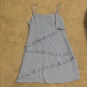 Speechless Gray Asymmetrical Ruffled Mini Dress